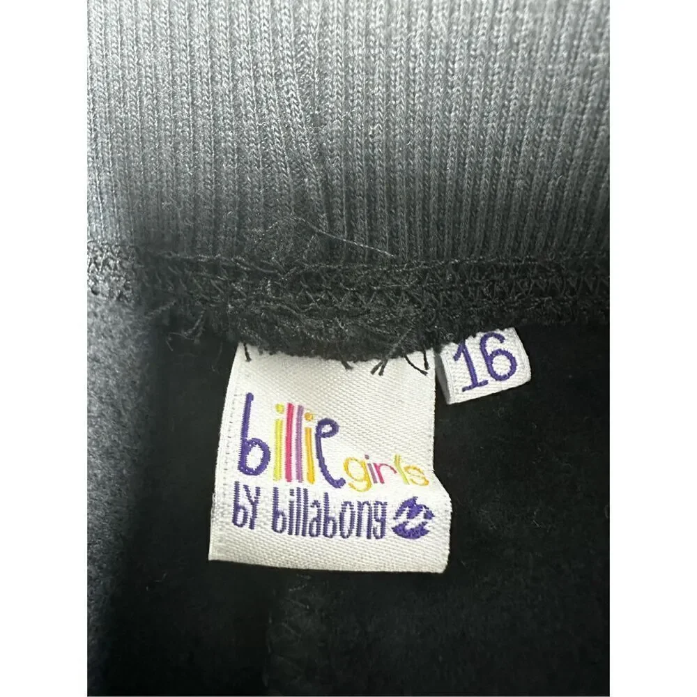 Billabong by Bilie Girls Black Sports Fleece Embroidered Logo 2 pockets Sz 16Y